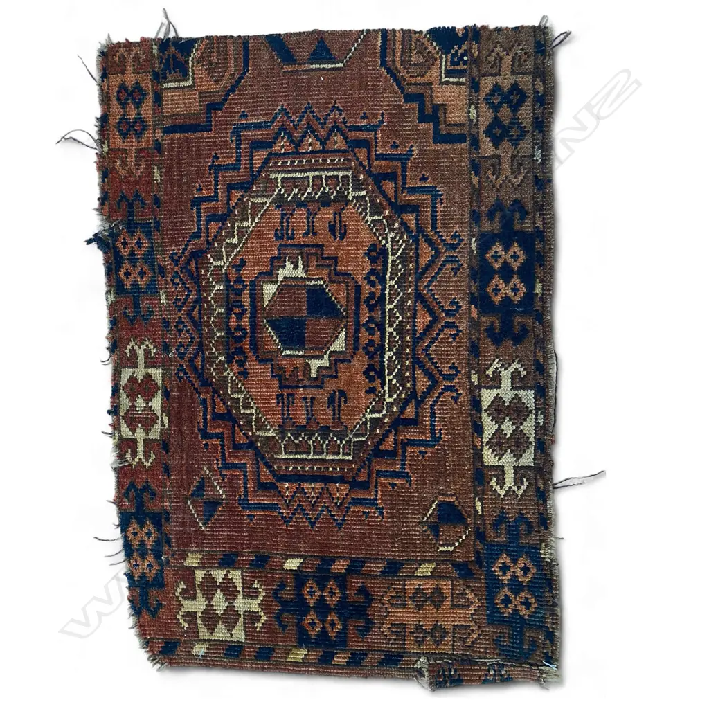 Carpet fragment - wool pile, - Yomut - Turkemen - red ground - single gül, Image 1++